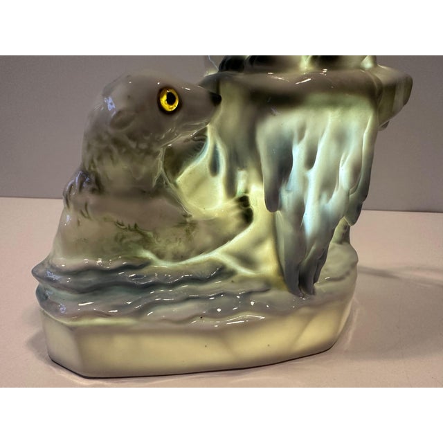 Ceramic Art Deco Polar Bears Lamp, 1930s For Sale - Image 7 of 17