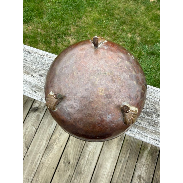 Late 20th Century Antique Russian Handmade Hammered Copper 3 Feet Planter/Pot 6” X 3” For Sale - Image 5 of 7