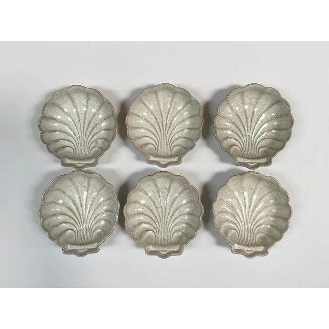 Off-white Scallop Shell Shaped Pottery Bowls / Dishes - Set of 6 For Sale - Image 8 of 8
