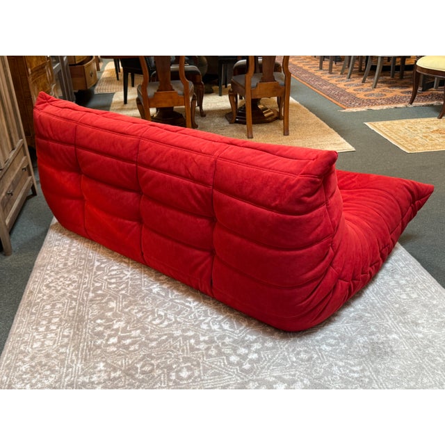Michel Ducaroy for Ligne Roset Togo Armless Sofa, Alcantara Goya Red For Sale In San Francisco - Image 6 of 12