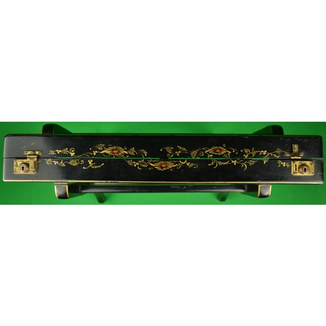 Traditional 1940s Abercrombie & Fitch Backgammon Chinoiserie Table, Made in England For Sale - Image 3 of 8