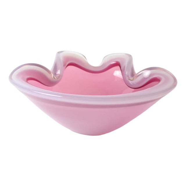 Vintage Murano Pink Alabastro Glass Bowl from Seguso, 1960s For Sale