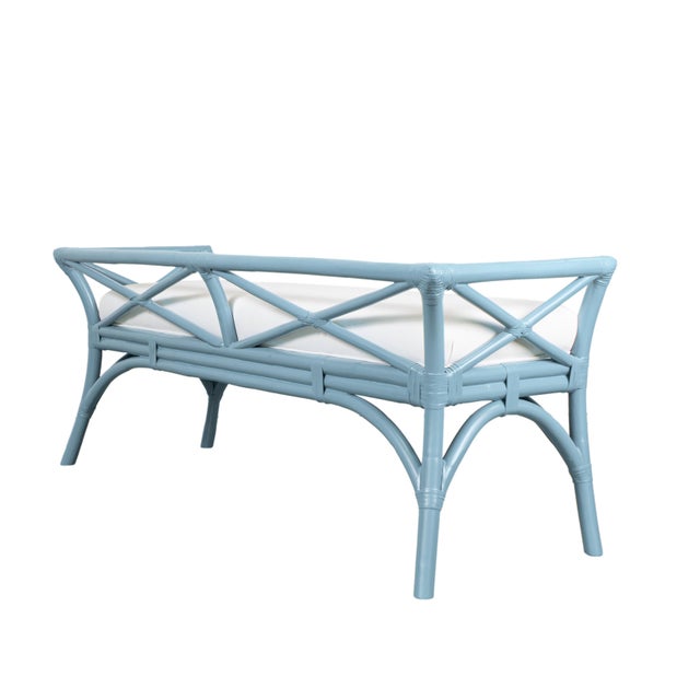 Not Yet Made - Made To Order Charlotte Bench - Pool Blue For Sale - Image 5 of 7