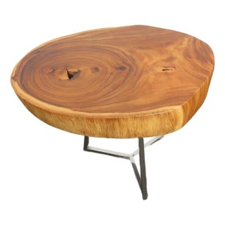 Rustic Natural Live Edge Wood Tree Slice Side Small End Coffee Table 6890 For Sale