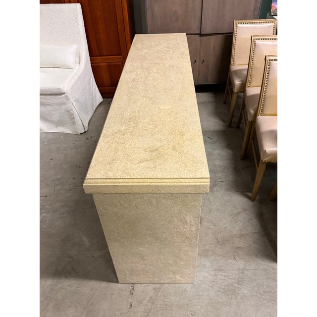 Beige Bespoke Geometric Faux Stone Console Table For Sale - Image 8 of 12