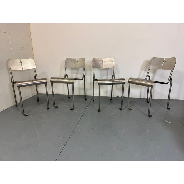 Postmodern Architectural Stainless Steel Dining Chairs, 1980s, Set of 4 For Sale - Image 13 of 18