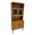 Mid Century Danish Oak Henning Kjaernulf Style Stained Glass Bookcase Cabinet For Sale