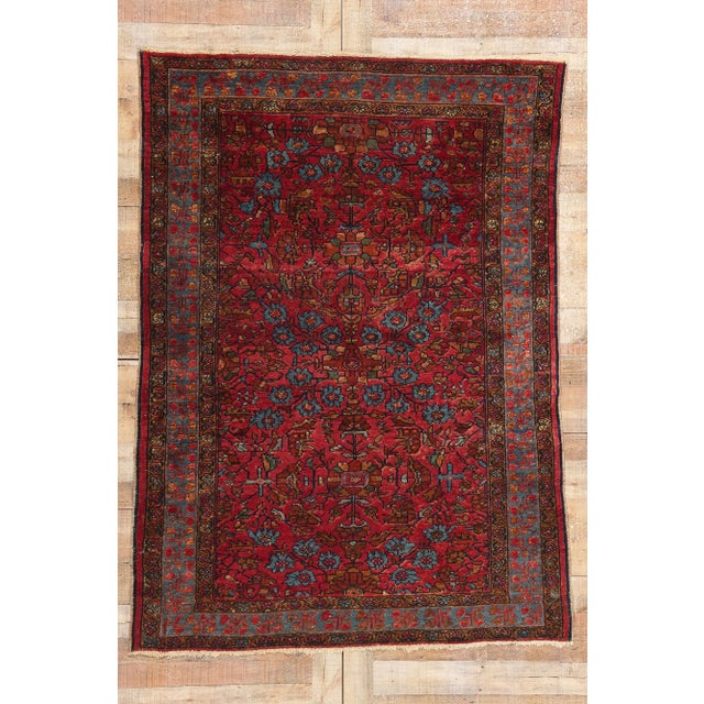 Antique Red Persian Lilihan Rug - 04'10 X 06'09 For Sale - Image 9 of 9
