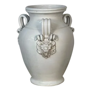 Tri-Handle Large White Ceramic Jug / Vase / Pottery