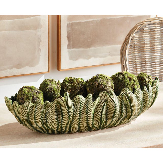 Transitional Winslow Green Oval Planter For Sale - Image 3 of 5