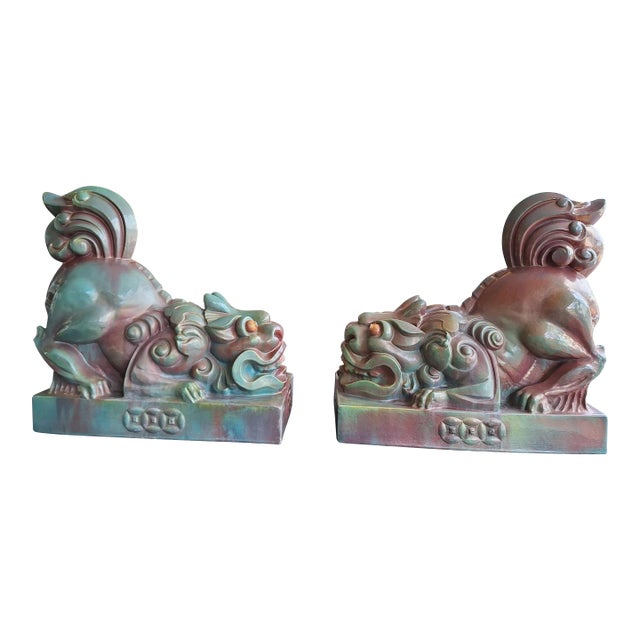 1920's Large Chinese Foo Dragons - Set of 2 For Sale