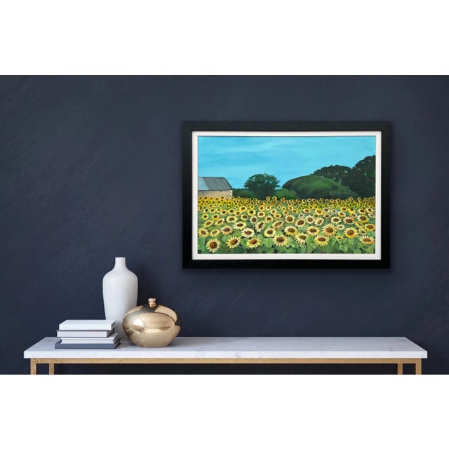 Yellow Field of Sunflowers in Summertime in France II by Contemporary British Artist For Sale - Image 8 of 12