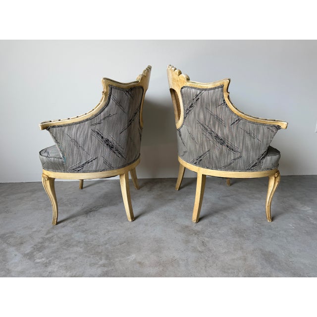 1960s Vintage Hollywood Regency Cane Back Tufted Lounge Chairs - A Pair For Sale - Image 5 of 13