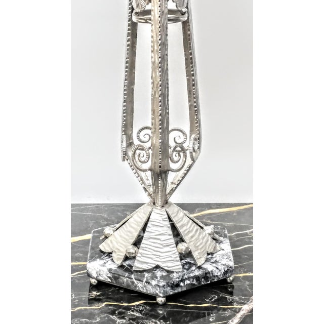 French Art Deco Wrought Ion Table Lamp For Sale - Image 4 of 10