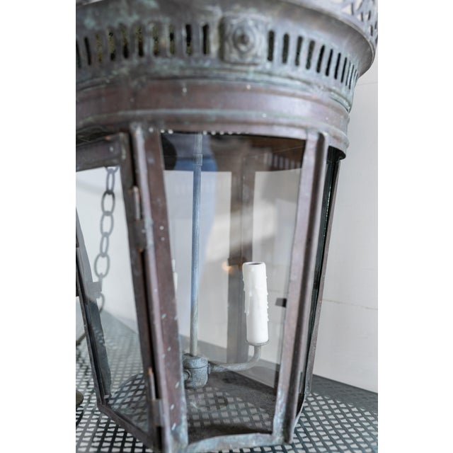 19th Century French Copper Lanterns Newly Wired - a Pair For Sale - Image 11 of 17