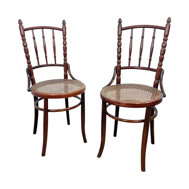 Antique Fischel Bentwood Chairs with Cane Seats, 1890s, Set of 2 For Sale - Image 14 of 14