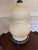 Contemporary Pottery Barn Double Gourd Cream Ceramic Table Lamp 26”x9” With 15”White Drum Shade For Sale - Image 3 of 8