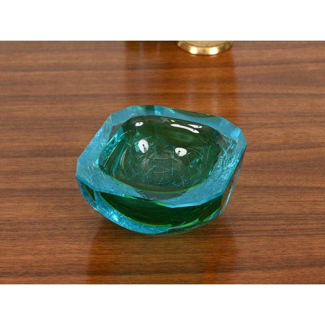Murano Bowl in Aquamarine Frosted Sommerso Glass, 1960s For Sale - Image 3 of 16