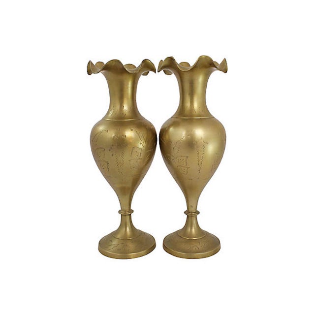 Large Brass Fluted Vases, Pair Chairish