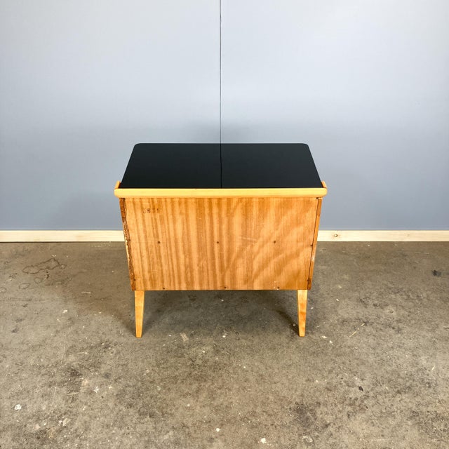 Pearwood Bedside Tables with Black and White Glass Tops from WK Möbel, 1950s, Set of 2 For Sale - Image 14 of 15