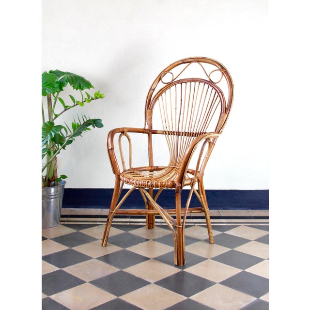 Vintage Wicker and Bamboo Armchair, Italy, 1970s For Sale - Image 16 of 16
