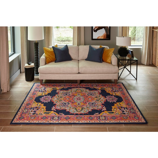 Textile Ibiza Navy Hand Tufted Area Rug 6' X 9' For Sale - Image 7 of 8