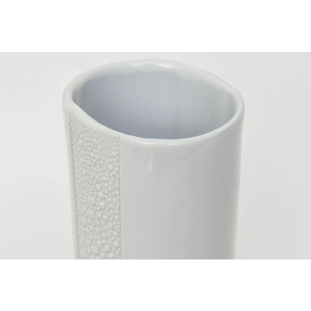 Ceramic Vintage Signed White Ceramic Vase With Textural Pebbled Design For Sale - Image 7 of 11