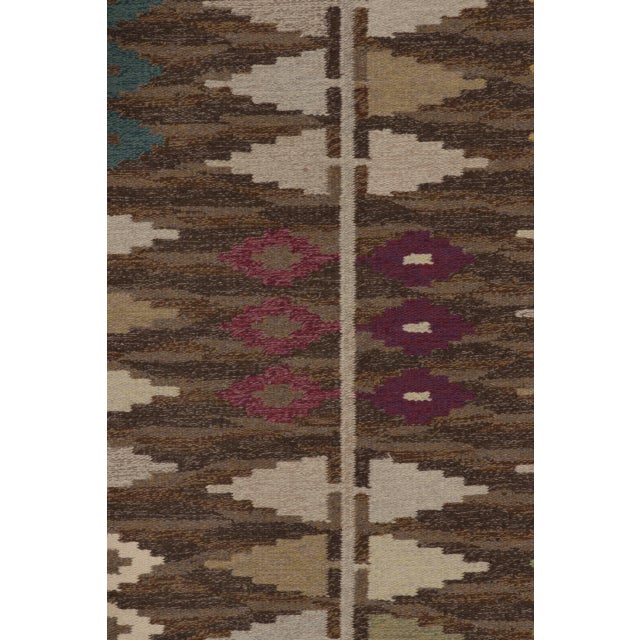 Rug & Kilim Vintage Swedish Kilim With All-Over Geometric Play in Earthy Tones - Rug & Kilim For Sale - Image 4 of 7