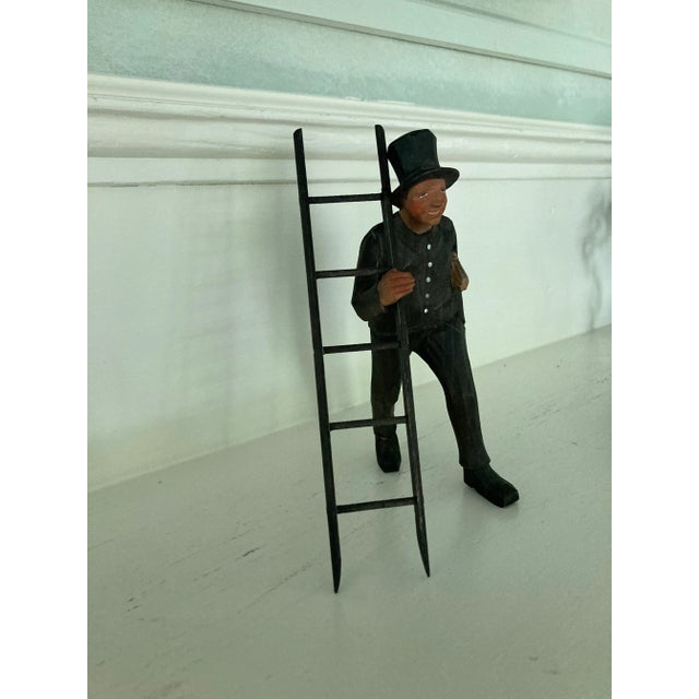 Vintage English Wooden Chimney Sweep Figurine For Sale - Image 4 of 10