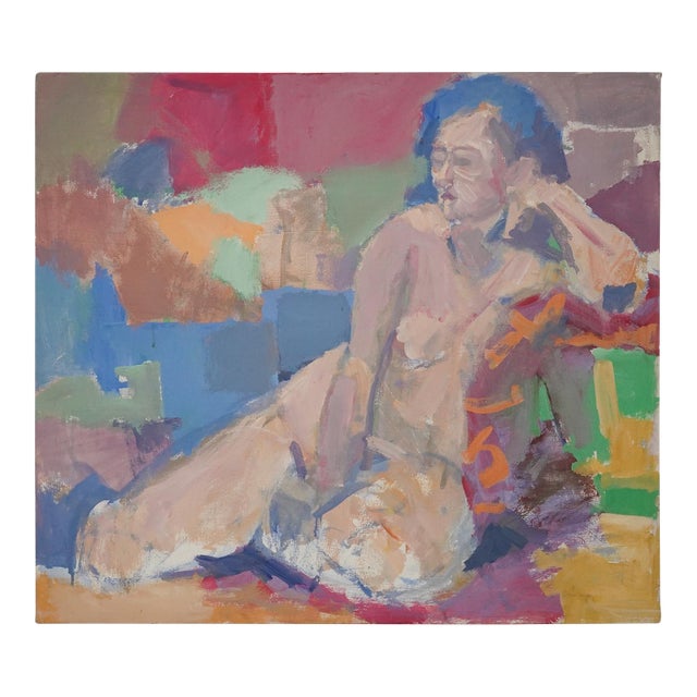 Vintage Modernist Abstract Nude Painting For Sale