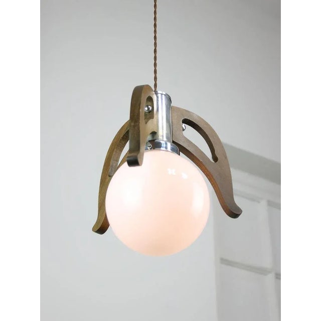 Mid-Century Scandinavian Chrome & Opaline Pendant Lamp, 1960s For Sale - Image 12 of 13