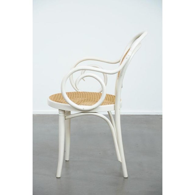 1960s Vintage White Curved Wood Bistro Arcmhair For Sale - Image 5 of 18