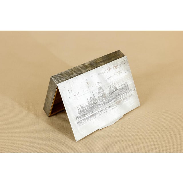 Mid-Century Metal & Wood Budapest Parliament Cigarette Box For Sale - Image 6 of 13