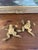 Pair of Vintage Brass Toned Crouching Frog Sculptures With Open Mouth and Textured Detailing.. For Sale - Image 9 of 10