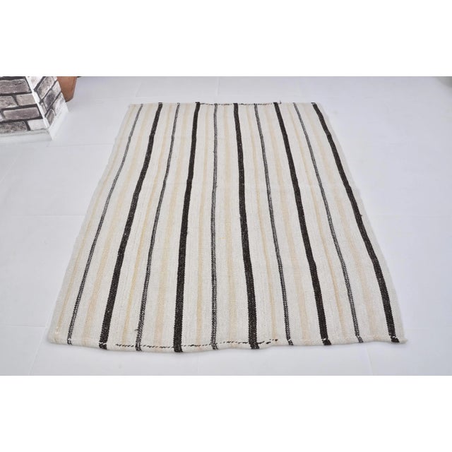 1960s Organic Hemp Anatolian Striped Designer Modern Kilim Rug For Sale - Image 11 of 11
