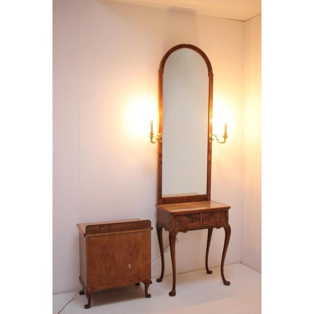 Art Deco Burr Walnut Vanity with Mirror and Cabinet, Czechoslovakia, 1920s, Set of 3 For Sale - Image 15 of 18