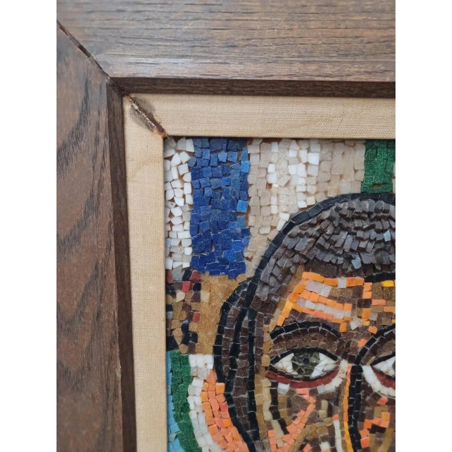 Vintage Framed Mosaic art on board of a man's face. Very detailed and 3D in areas. Unsigned