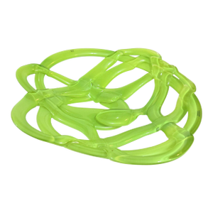 Kosta Boda Art Glass Basket Bowl by Anna Ehrner Sweden Neon Green Modernist New 2000s