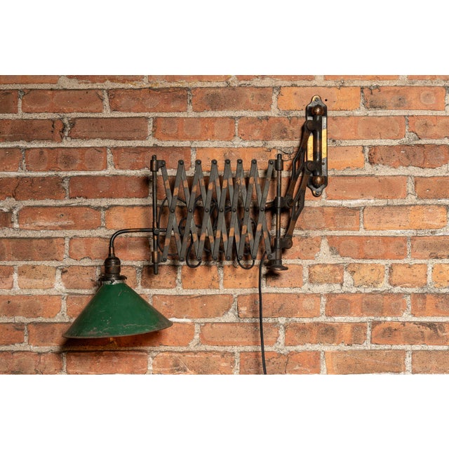 Early 20th Century Japanned Copper Scissor Arm Wall Lamp With Mirrored Art Nouveau Shade For Sale In Chicago - Image 6 of 18