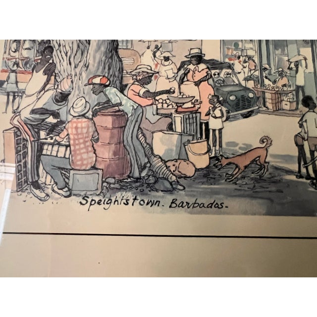 Jill Walker Barbados Prints – Set of 3 Framed Caribbean Street Scenes (17x14.5”) Speightstown, Bridgetown For Sale - Image 10 of 12