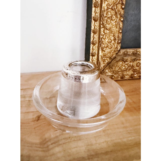 A lovely antique circa 1906 English glass match striker with sterling silver rim. Excellent antique condition, just some...