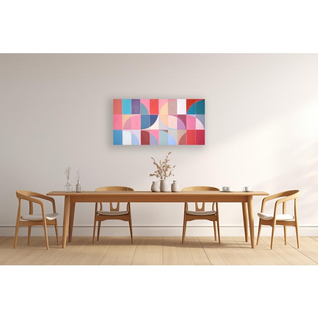 "Pink Visual Tempo" is a painting by Spanish artist Natalia Roman. This series of abstract geometric paintings by Natalia...