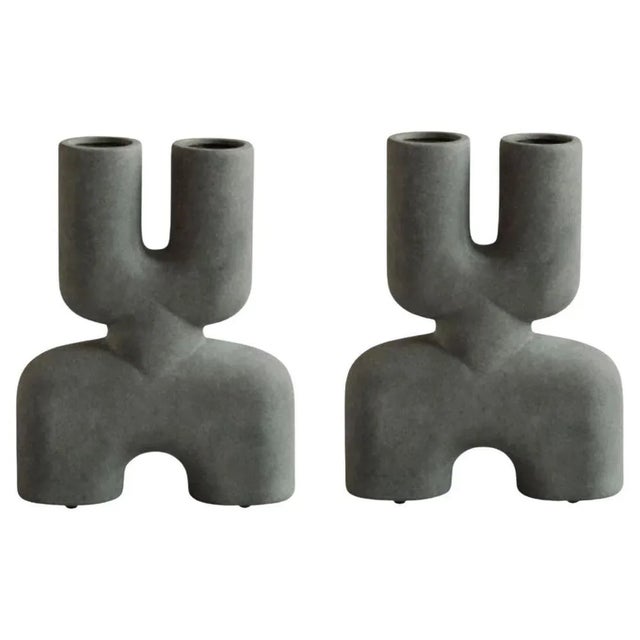 Ceramic Dark Grey Cobra Vases by 101 Copenhagen, Set of 2 For Sale - Image 7 of 7