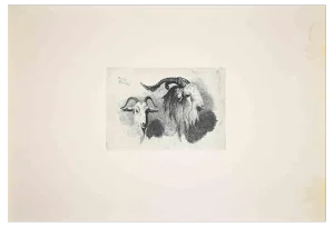 After Charles Coleman, Antelope in the Roman Countryside, Original Etching, 1992