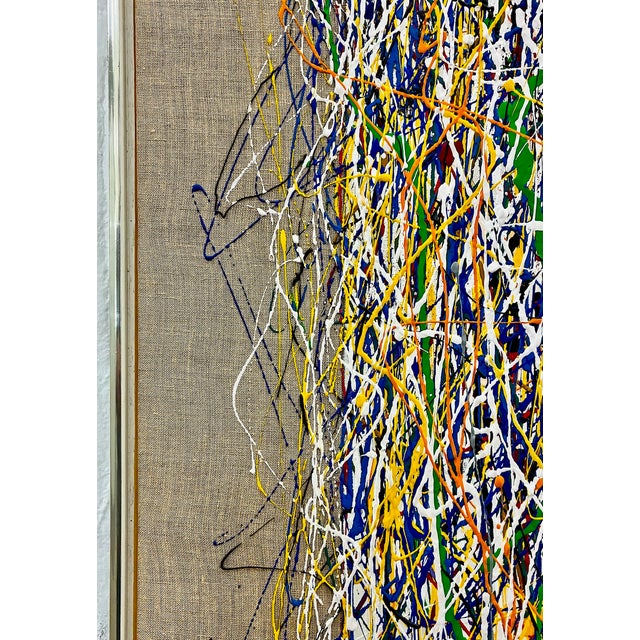 Abstract Expressionism in a Large Mid-Century Modern Dripped Painting For Sale - Image 9 of 12