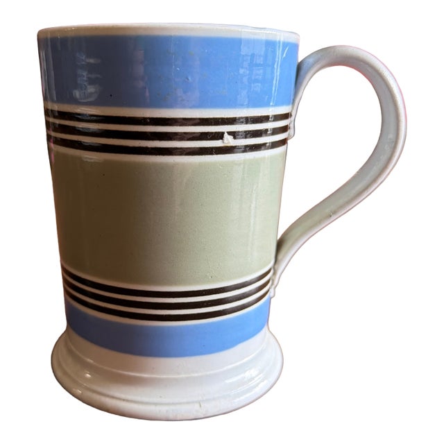 Antique Staffordshire Pearlware Mocha Banded Tankard, Circa 1820s For Sale