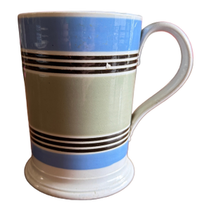 Antique Staffordshire Pearlware Mocha Banded Tankard, Circa 1820s