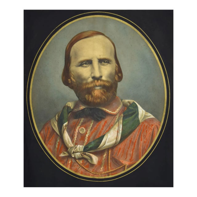 Early Portrait of Giuseppe Garibaldi - Original Lithograph 19th Century 19th Century For Sale