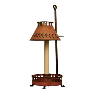 Early 20th Century Hand Painted Tole Bouillotte Lamp