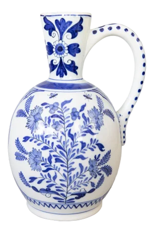 Large Antique Dutch Delft Faience Floral Pitcher
